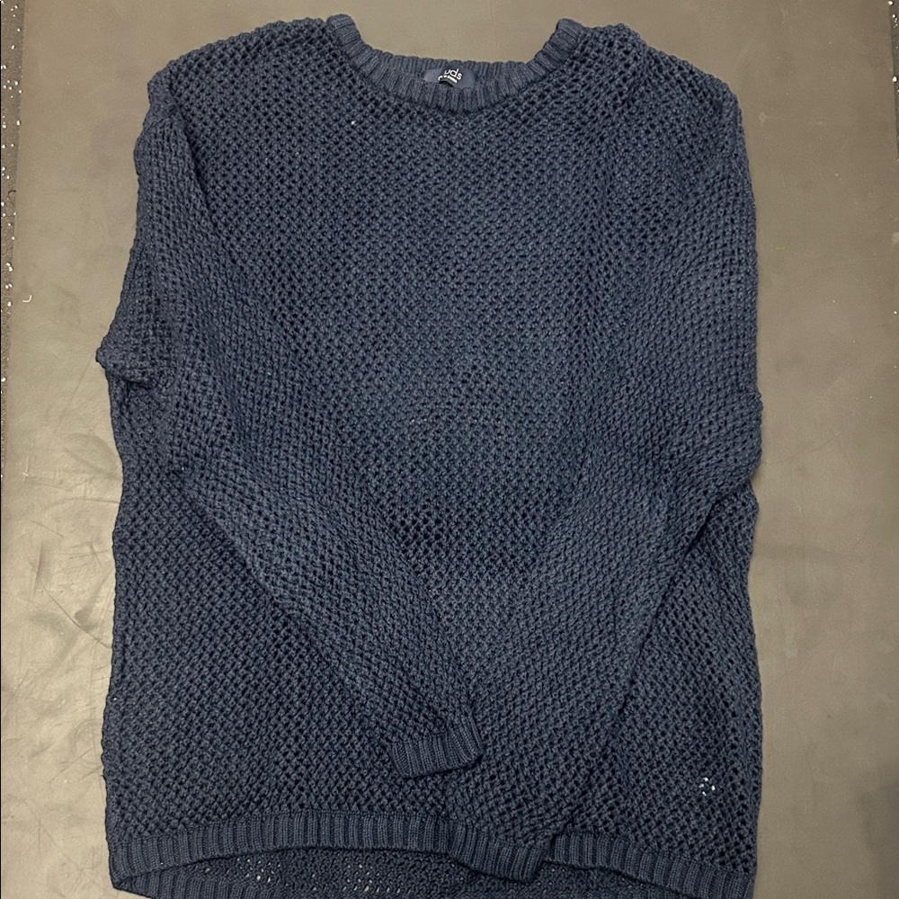 NUUDS Women’s Crewneck Open Knit Sweater - Navy